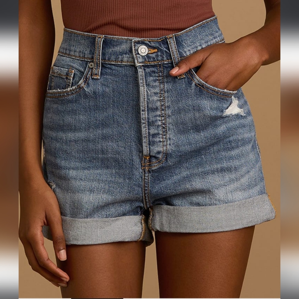 Eunina Blue Jean Shorts High-Waisted Casual